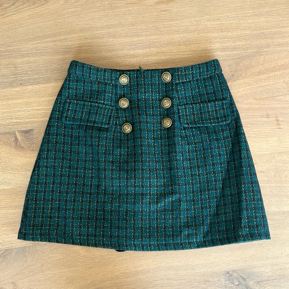 Cider Tweed Plaid Mini Skirt- EUC Size S
